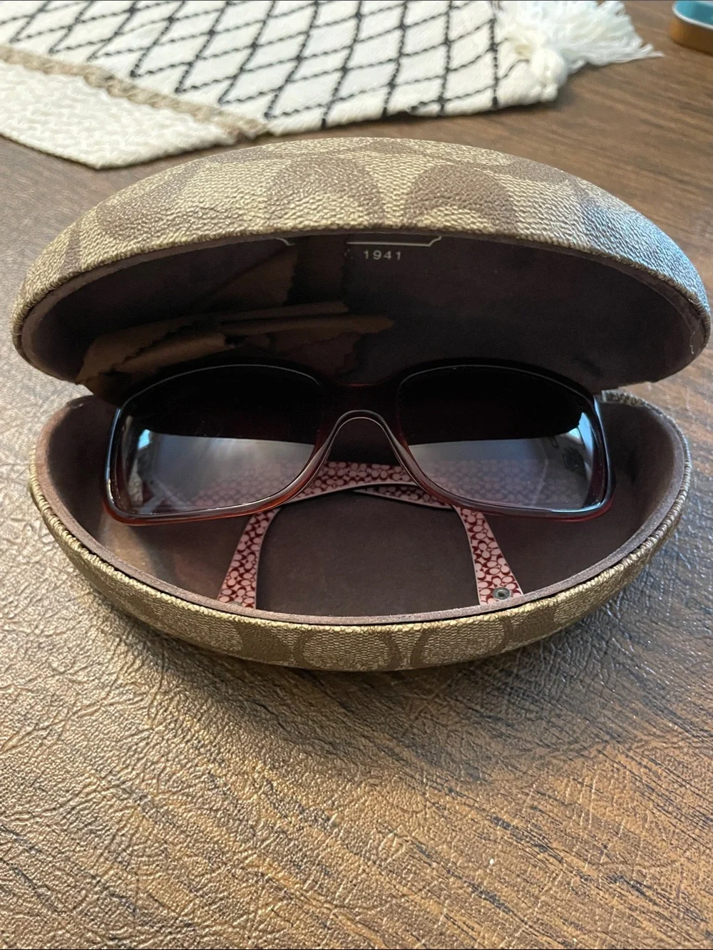 Coach Delphine S443 glasses with Khaki and Brown Signature Sunglasses Case